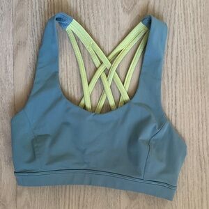 Women's Blue and Yellow Sports Bra